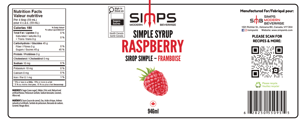 Simps Blue Raspberry Simps - Raspberry Syrup – Simps Modern Beverage Inc.