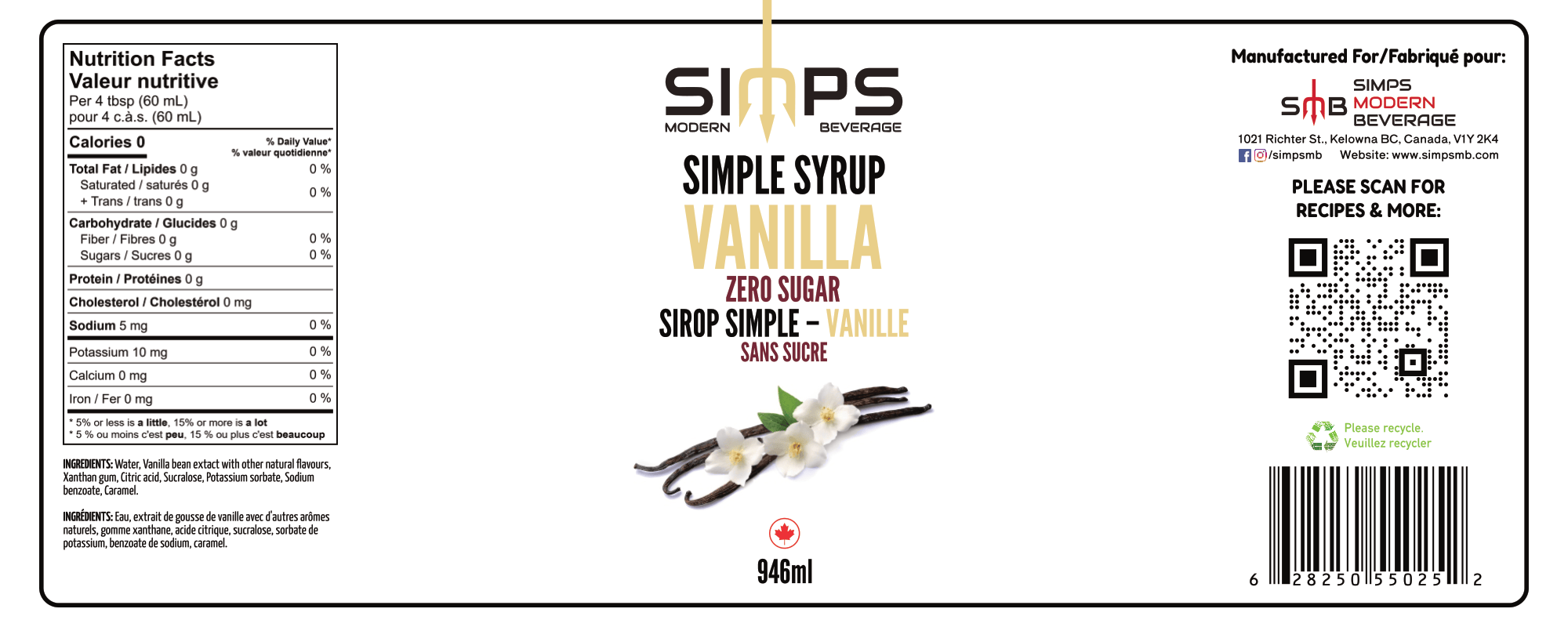 Simps - Vanilla Zero Sugar Syrup