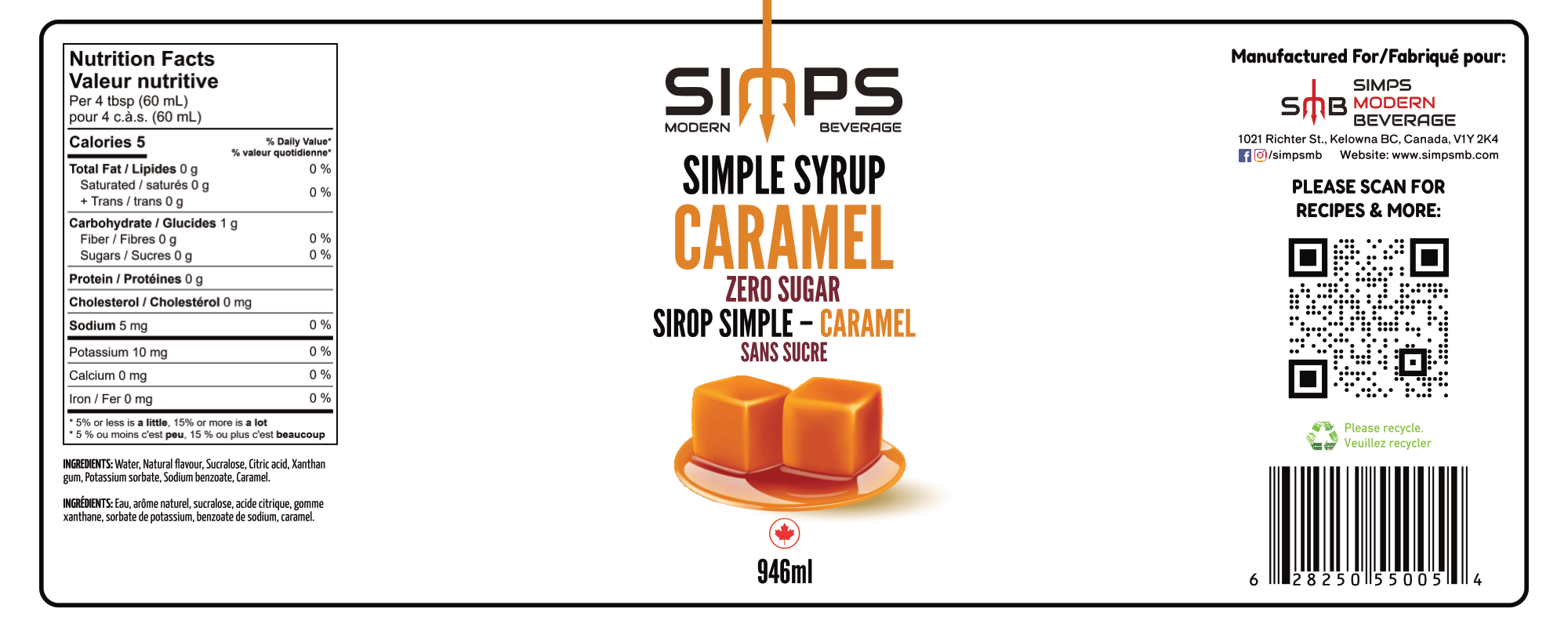 Simps - Caramel Zero Sugar Syrup