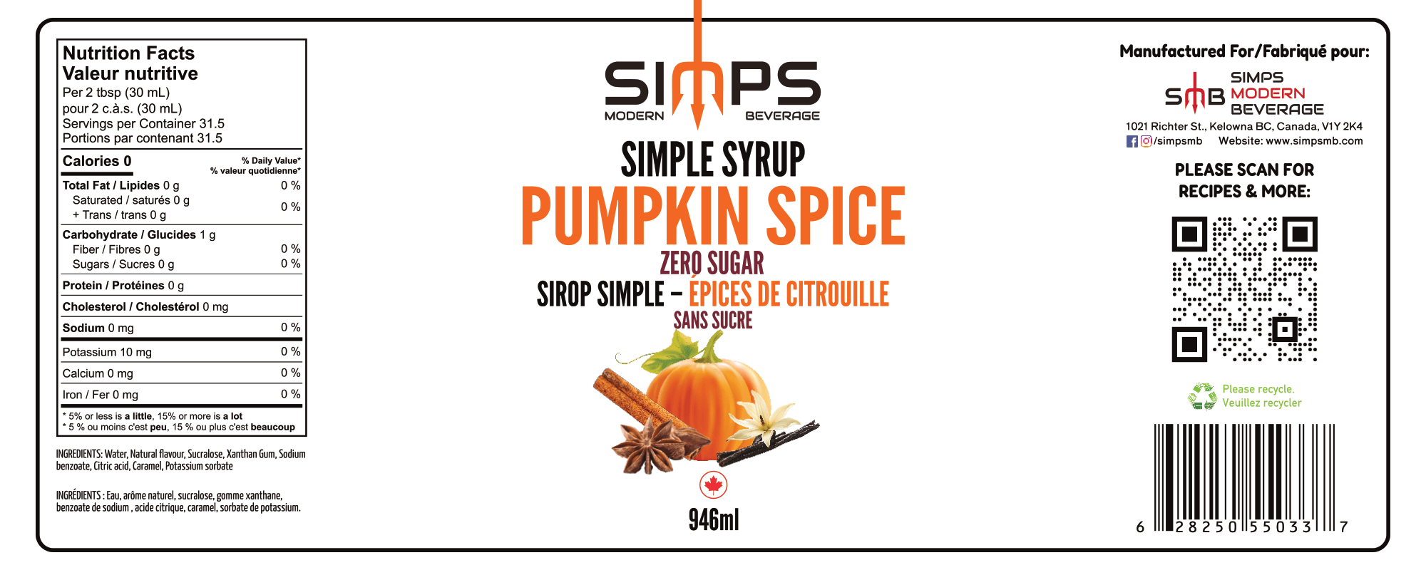 Simps - ZERO SUGAR - Pumpkin Spice