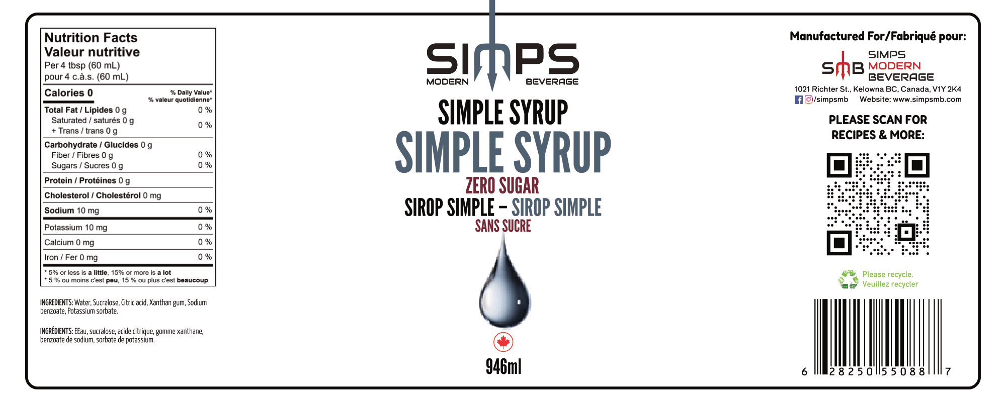 Simps - Zero Sugar Simple Syrup – Simps Modern Beverage Inc.